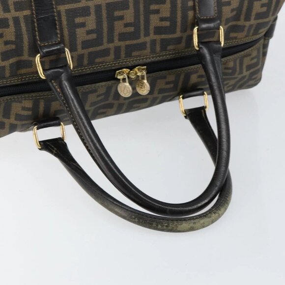 FENDI Zucca Canvas Boston Bag PVC Black Brown Auth 145332 - Picture 8 of 16